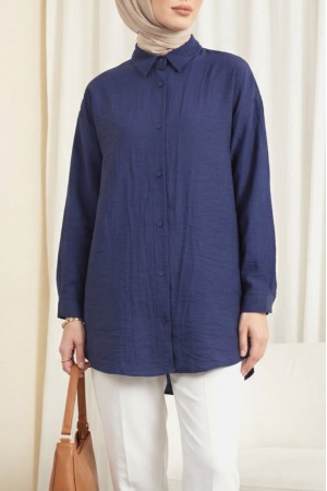 Oval Kesim Düğmeli Gömlek -Laci