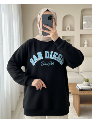 3 Thread Sweat with Text Embroidery -Black