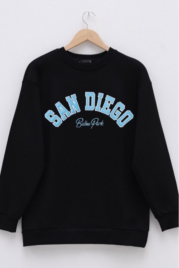 3 Thread Sweat with Text Embroidery -Black
