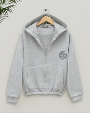 تنورة مرنة مقنعين عرق مكتوب -اللون الرمادي