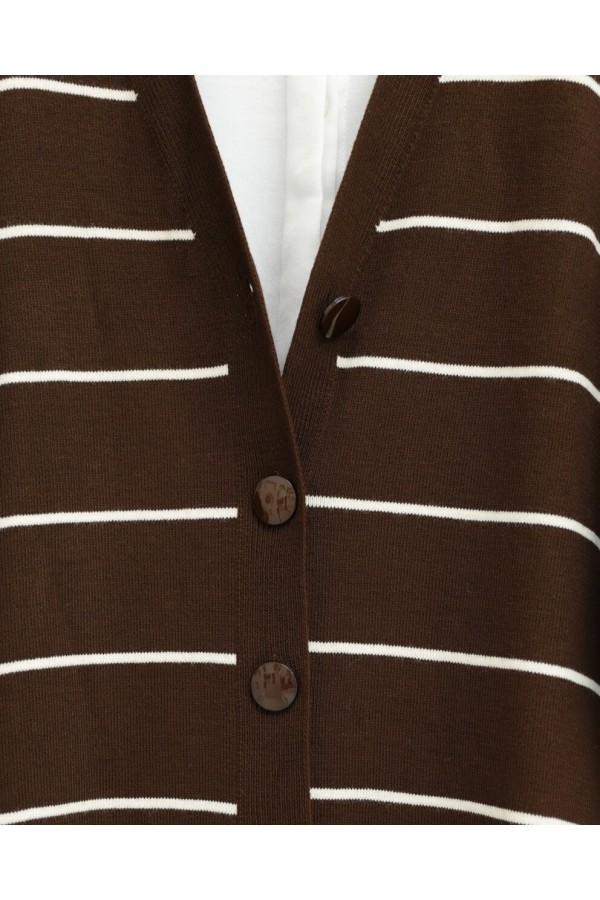 Buttoned Long Knitwear Cardigan -Brown