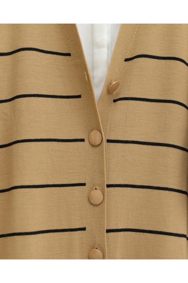 Buttoned Long Knitwear Cardigan -Mink color