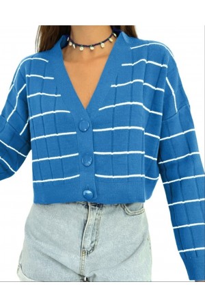 Big Button Knitwear Cardigan  -Blue