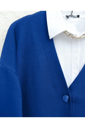 كارديجان شتوي تريكو محجبات بأزرار     -أزرق شامي