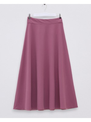 Fermuarlı Kloş Etek -Vişne