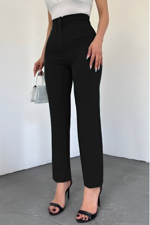 Cep Detaylı Yüksek Bel Pantolon -Siyah