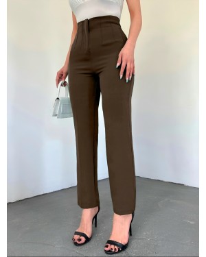 Cep Detaylı Yüksek Bel Pantolon -K. Kahve