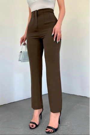 Cep Detaylı Yüksek Bel Pantolon -K. Kahve
