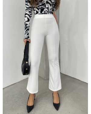 Elastic Waist Lycra Spanish Trousers -White
