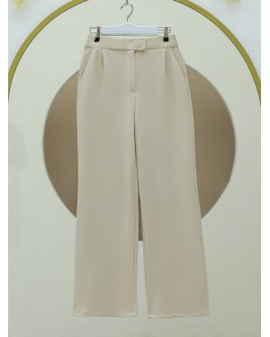 Lycra Trousers with Velcro Waist - Beige