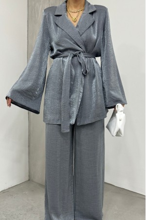 Top Düğmeli Pantalon Ceket Jarse Takım -Antrasit