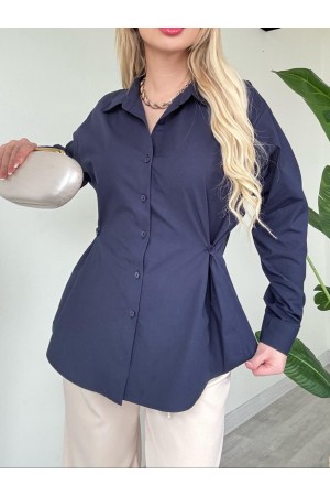Yanları Düğme Detaylı Poplin Gömlek -Laci