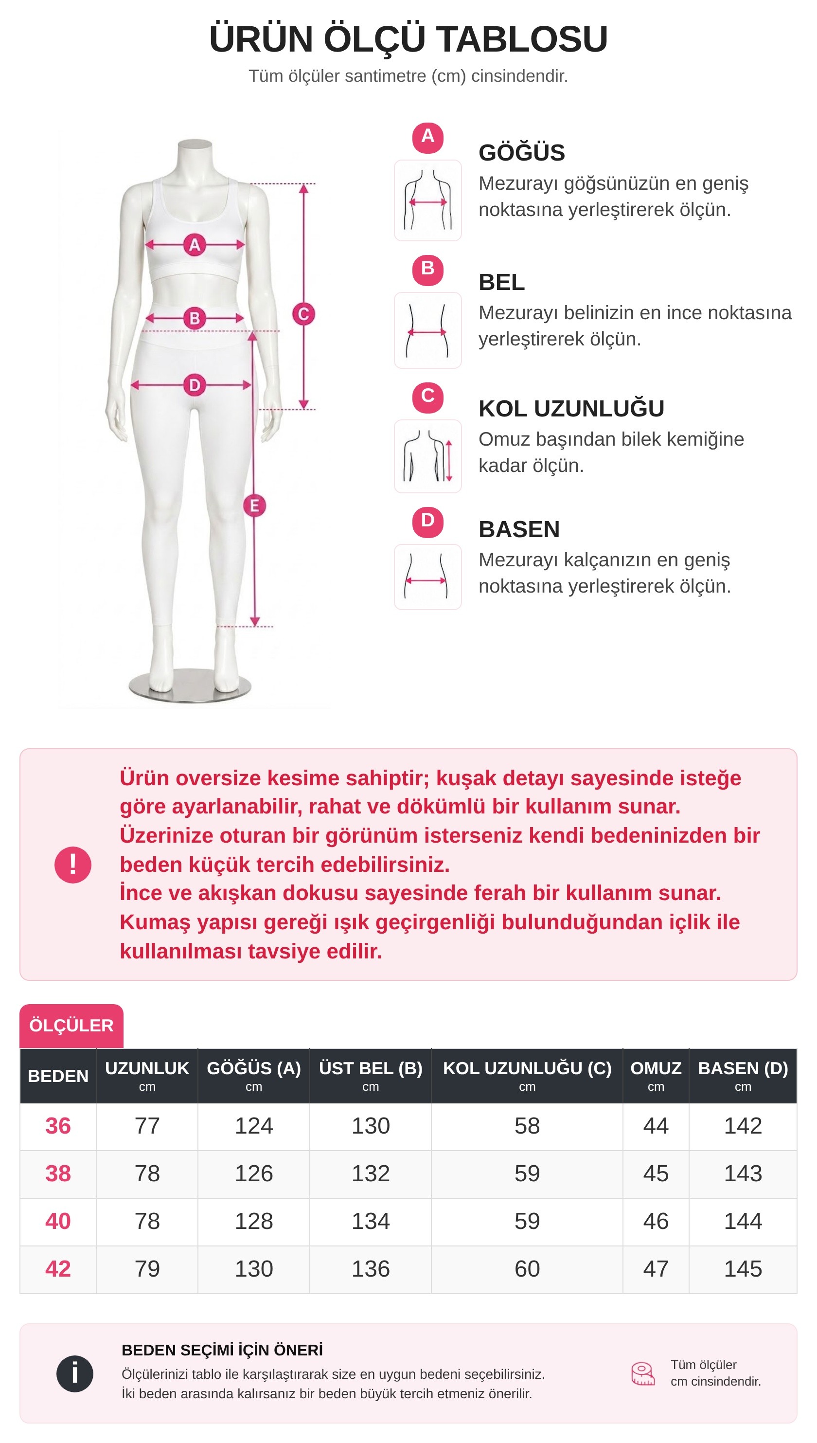 Beli Kuşaklı Oversize Geniş Kol Desenli Tunik  -Beyaz