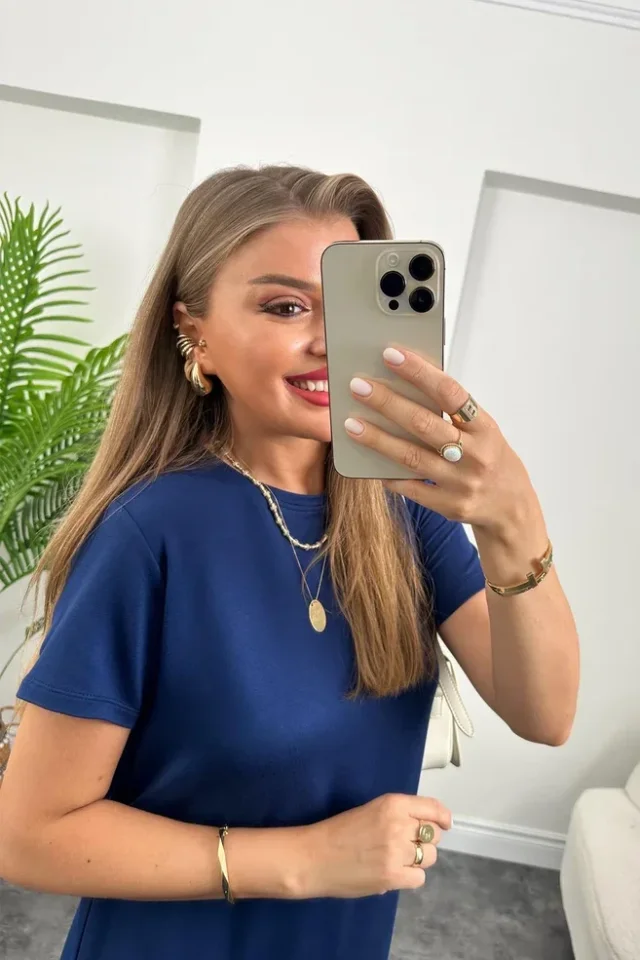 Women's Short Sleeve Slit Detailed Casual Viscose Dress